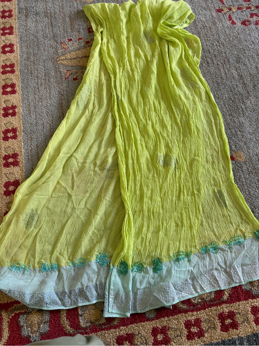 Talbots y2k 100% silk beaded scarf